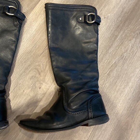 Frye Pebbled Leather Calf High Paige Trapunto Boots - Picture 6 of 14